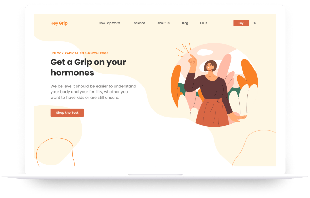 Mockup of the Grip homepage developed in this project.